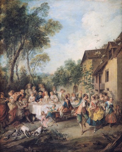 Bruiloftsfeest in het dorp door Nicolas Lancret